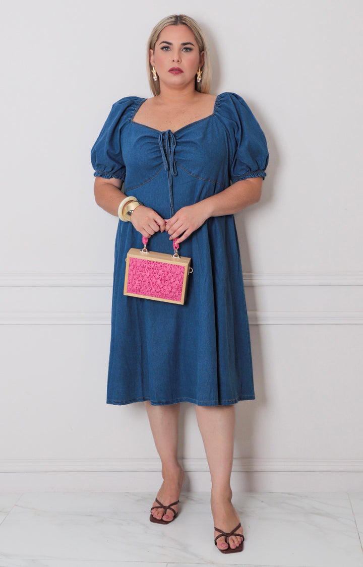 Vestido mangas globo mezclilla - VESTIDO CORTO CURVY Boutiquemirel 