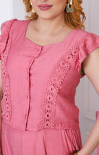 Conjunto rosa con guipiur
