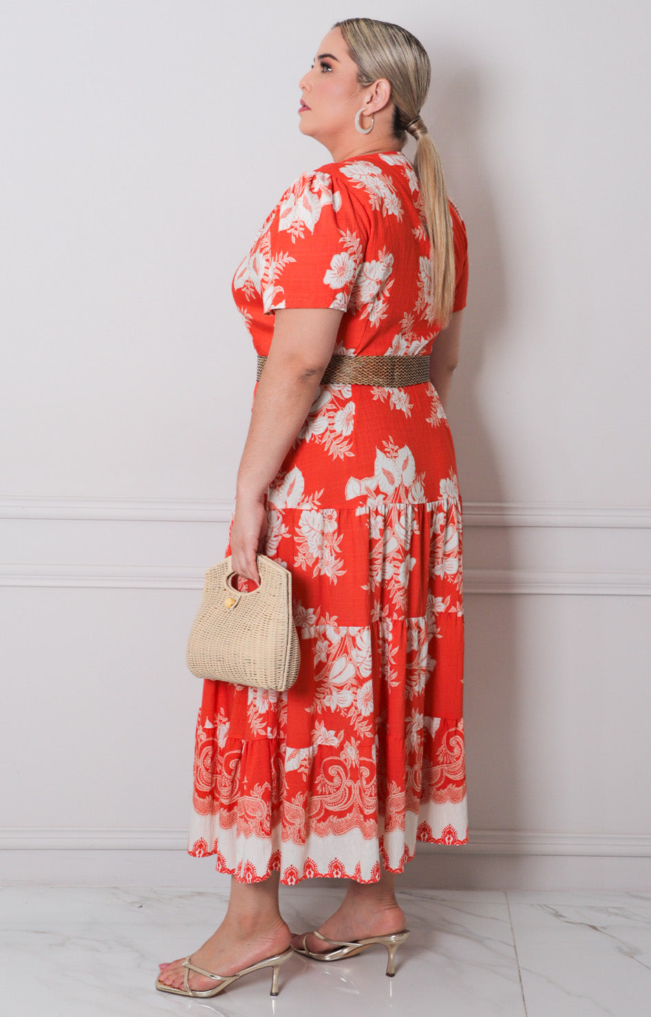 Vestido estampado con cinturón - VESTIDO LARGO CURVY Boutiquemirel 