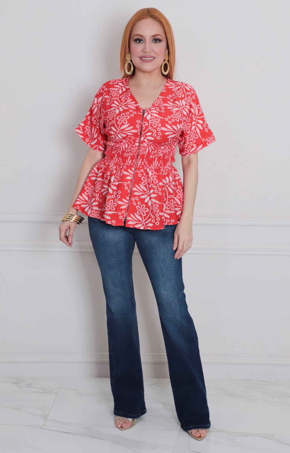 Blusa rojo estampado - BLUSAS REGULAR Boutiquemirel 