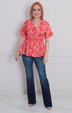 Blusa rojo estampado - BLUSAS REGULAR Boutiquemirel 