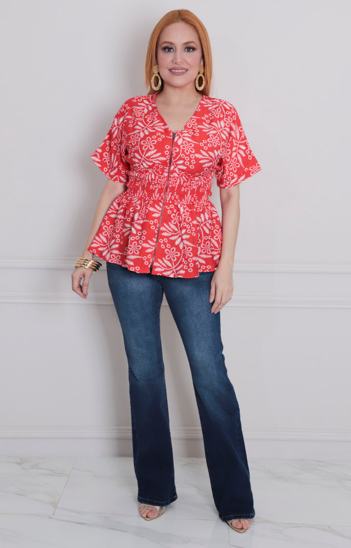 Blusa rojo estampado - BLUSAS REGULAR Boutiquemirel 