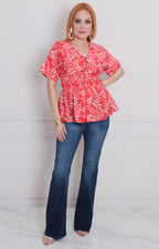 Blusa rojo estampado - BLUSAS REGULAR Boutiquemirel 