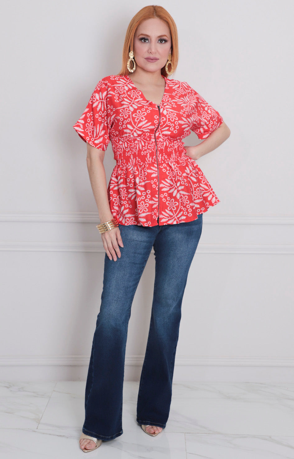 Blusa rojo estampado - BLUSAS REGULAR Boutiquemirel 