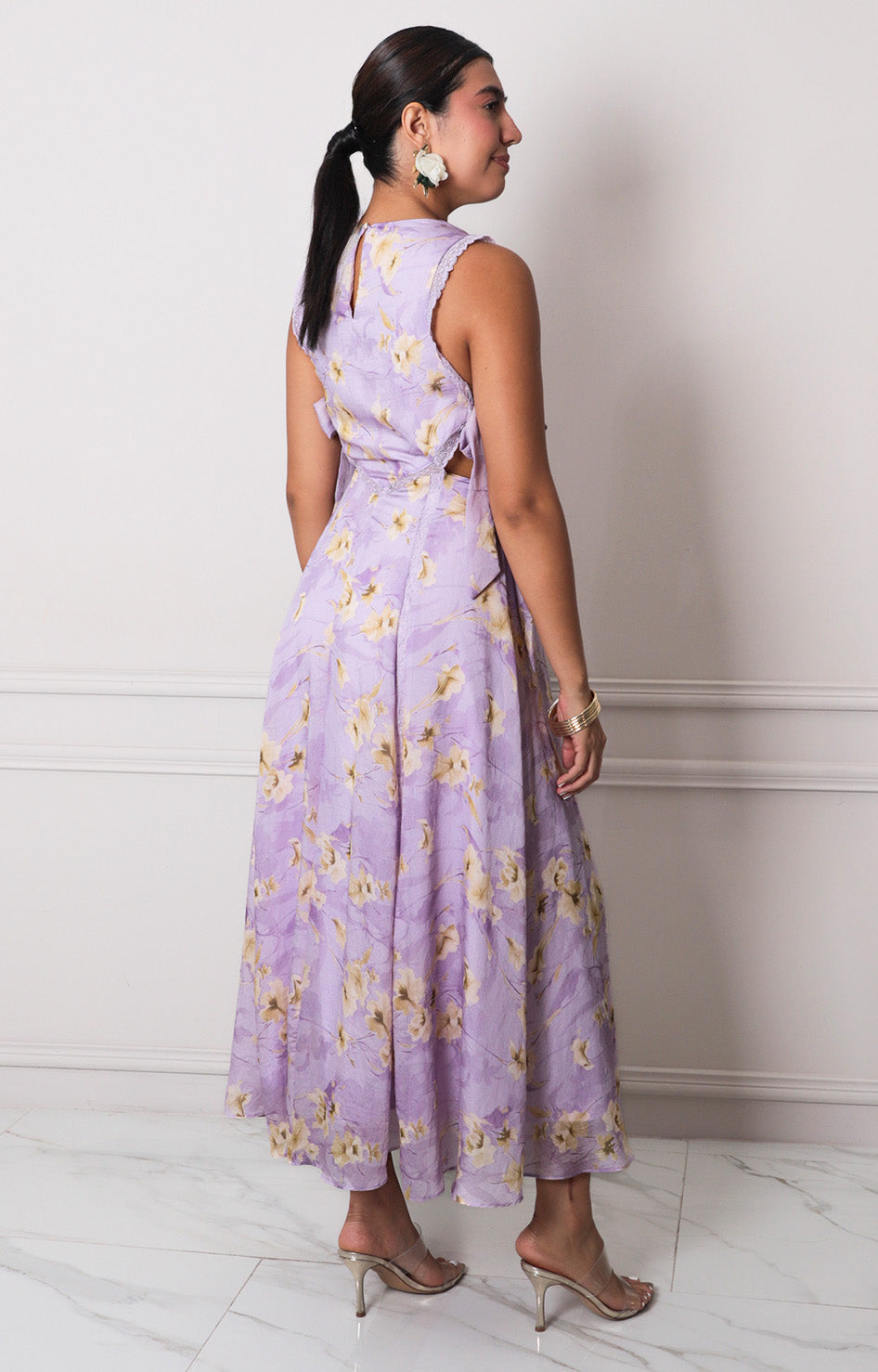 Vestido lila estampado - VESTIDO LARGO REGULAR Boutiquemirel 