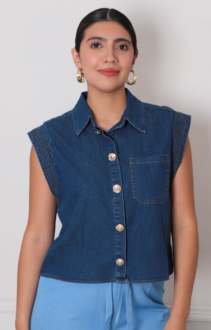 Blusa de mezclilla obscuro - BLUSAS REGULAR Boutiquemirel 