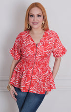 Blusa rojo estampado - BLUSAS REGULAR Boutiquemirel 
