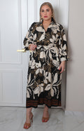 Vestido corto curvy Boutiquemirel, midi con estampado floral y cinturón ajustable