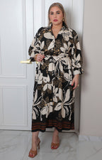 Vestido corto curvy Boutiquemirel, midi con estampado floral y cinturón ajustable
