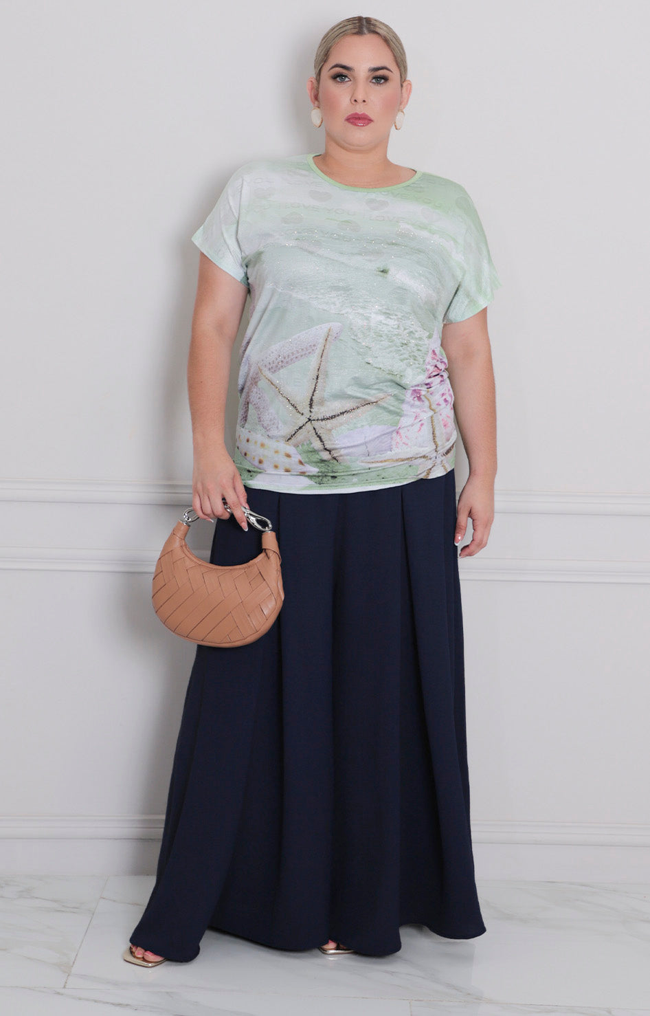 Blusa verde estampada - BLUSA CURVY Boutiquemirel 