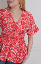 Blusa rojo estampado - BLUSAS REGULAR Boutiquemirel 