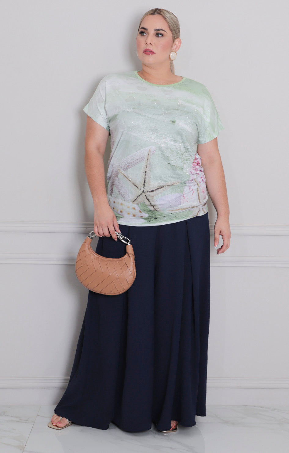 Blusa verde estampada - BLUSA CURVY Boutiquemirel 