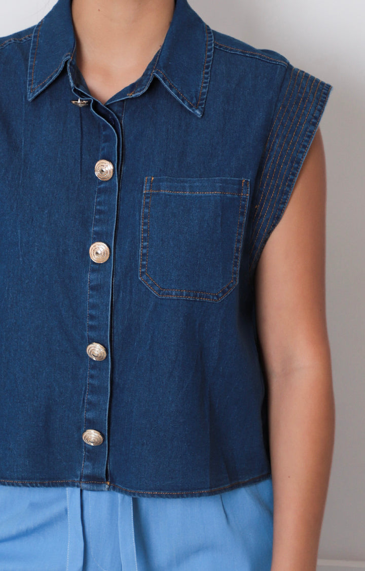 Blusa de mezclilla obscuro - BLUSAS REGULAR Boutiquemirel 