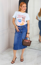 Blusa con estampado y aplicaciones de brillos