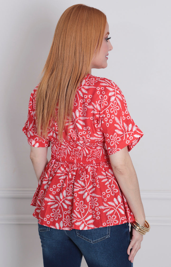 Blusa rojo estampado - BLUSAS REGULAR Boutiquemirel 