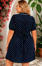 Vestido azul marino polka dots - VESTIDO CORTO CURVY Boutiquemirel 