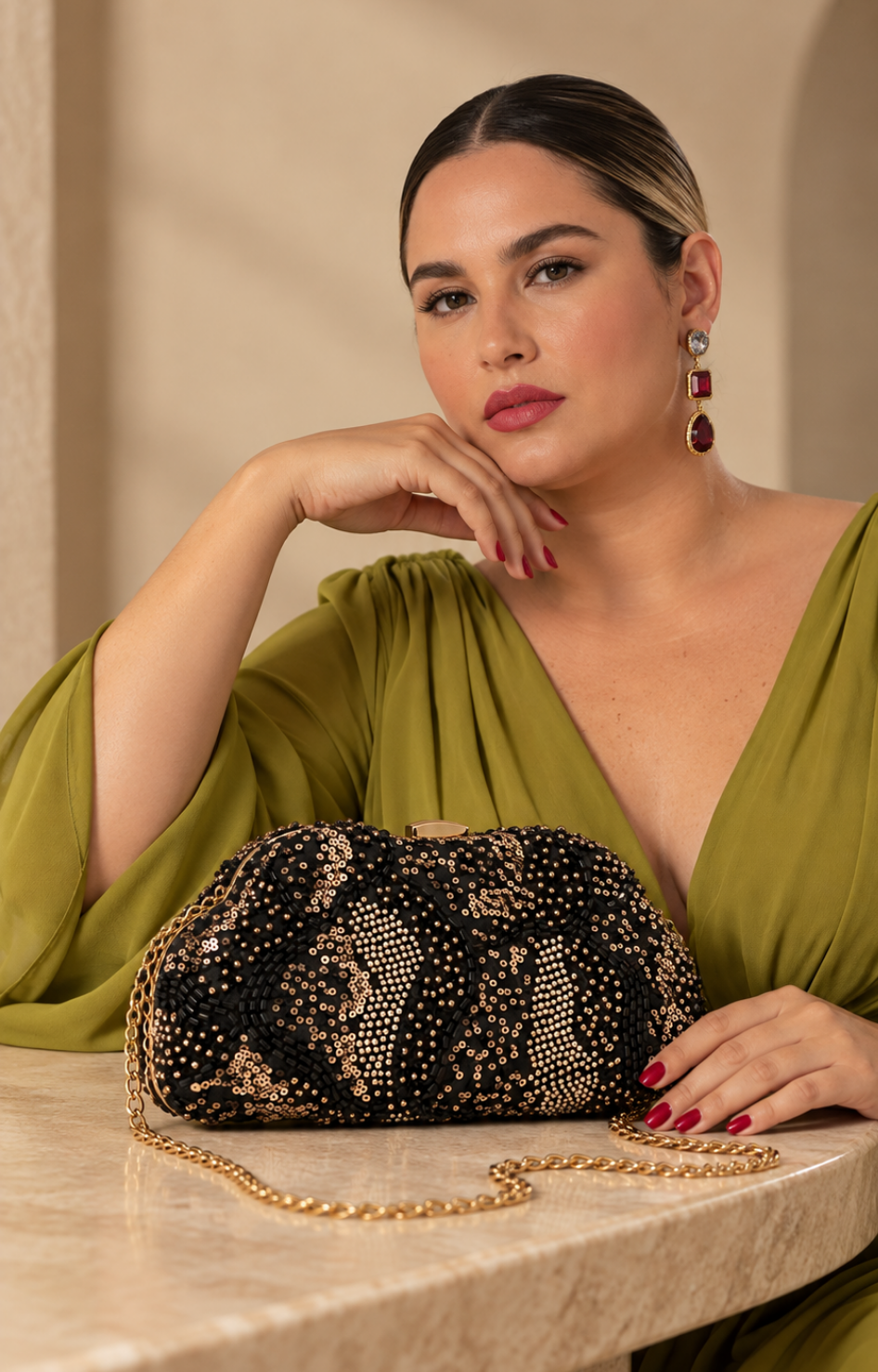 Bolso clutch de fiesta con brillos