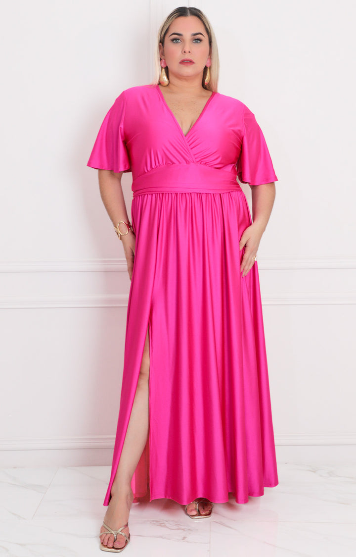 Vestido fucsia largo - VESTIDO LARGO CURVY Boutiquemirel 