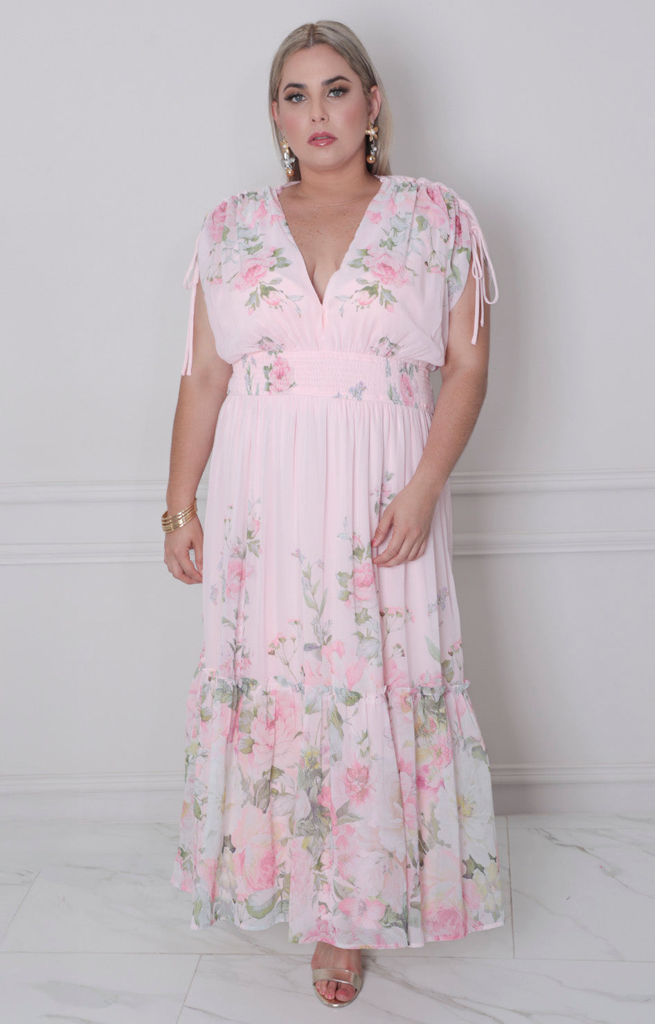 Vestido estampado con fruncido - VESTIDO LARGO CURVY Boutiquemirel 