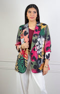 Saco estampado con animal print y lettering