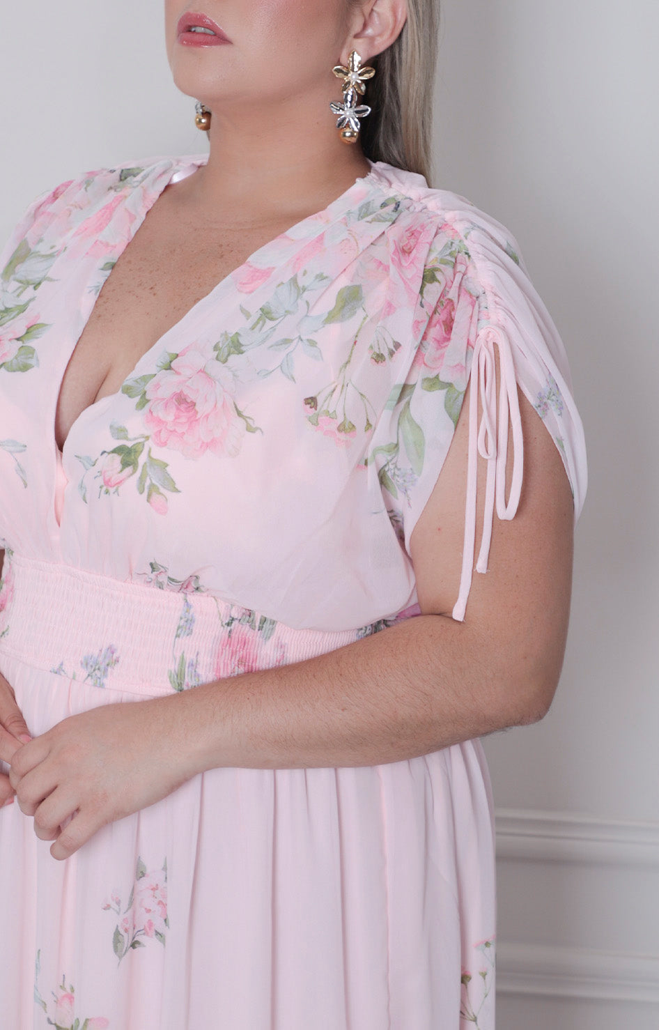 Vestido estampado con fruncido - VESTIDO LARGO CURVY Boutiquemirel 