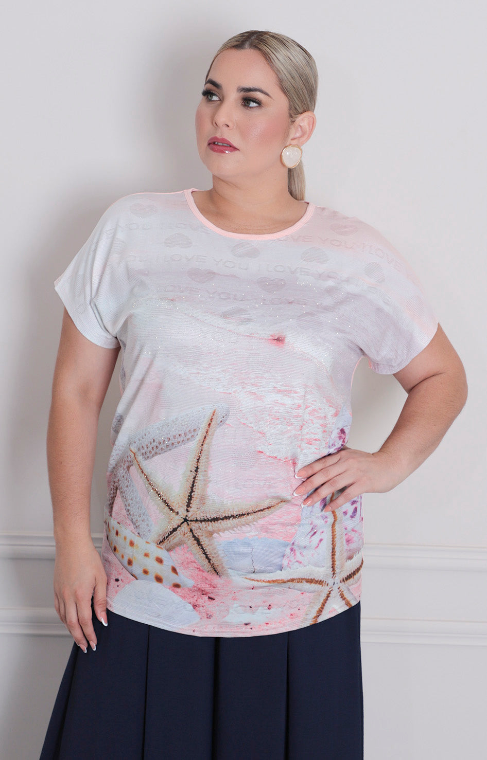 Blusa rosa estampada - BLUSA CURVY Boutiquemirel 