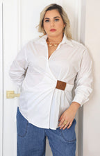 Blusa azul manga larga
