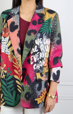 Saco estampado con animal print y lettering