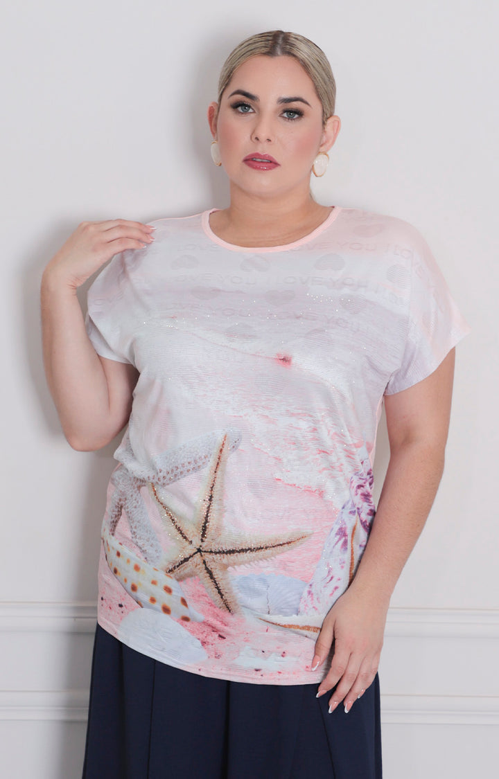 Blusa rosa estampada - BLUSA CURVY Boutiquemirel 