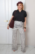 Blusa escote en V con mangas fruncidas