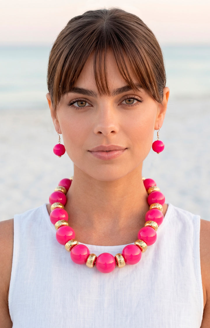 Set de collar y aretes con esferas