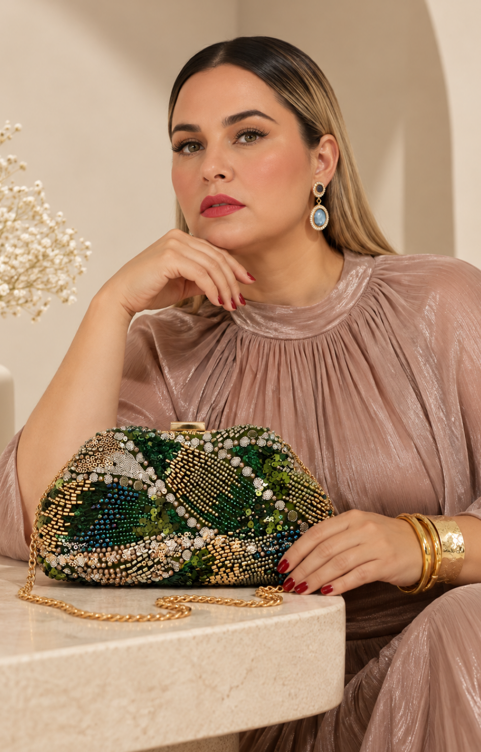 Bolso clutch de fiesta con brillos