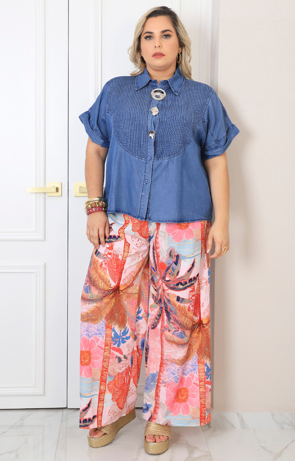 Blusa de mezclilla con textura