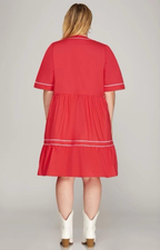 Vestido rojo con mangas - VESTIDO CORTO CURVY Boutiquemirel 