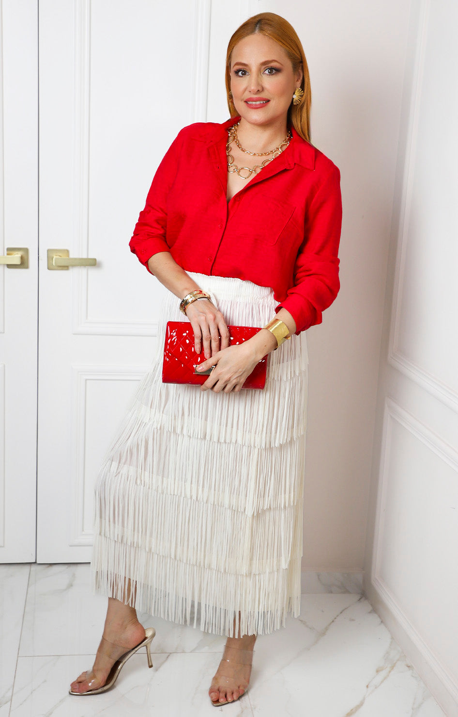 Blusa camisera roja