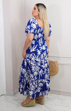 Vestido midi con mangas abullonadas