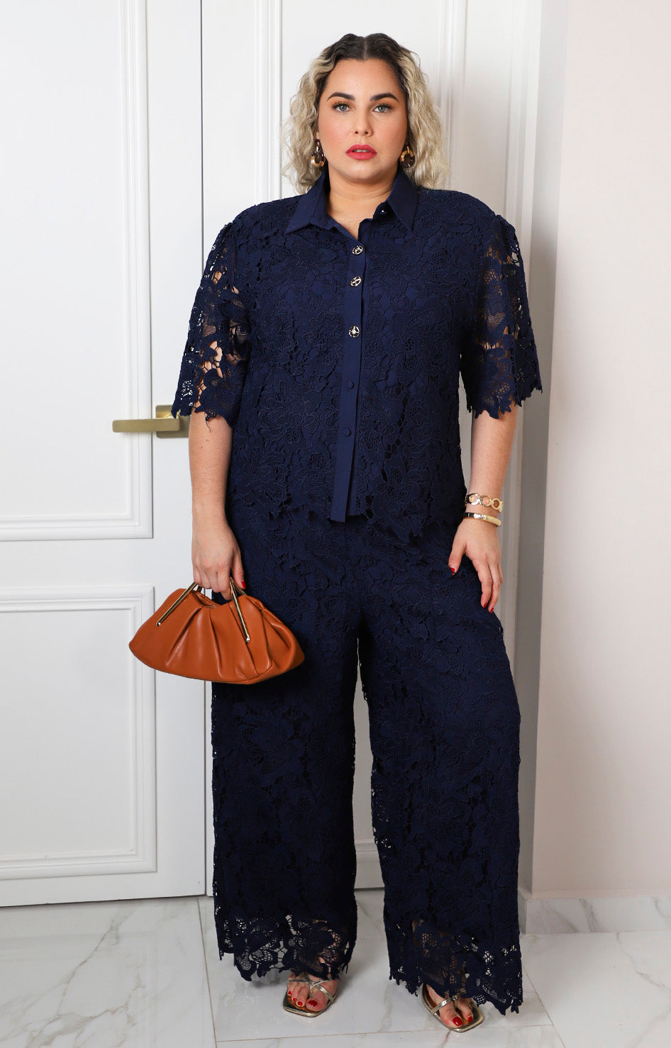 Conjunto camisero de guipur