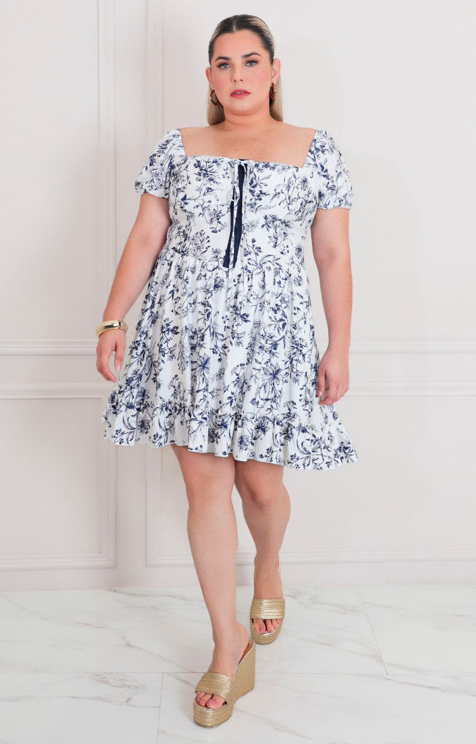Vestido azul estampado