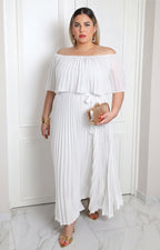 Vestido plisado con mangas mariposa