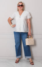 Blusa blanca con bordado - BLUSAS CURVY Boutiquemirel 