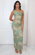 Vestido verde asimètrico