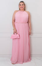 Vestido rosa plisado - VESTIDO LARGO CURVY Boutiquemirel 