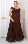 Vestido café largo