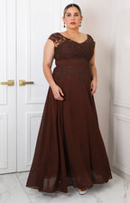 Vestido café largo