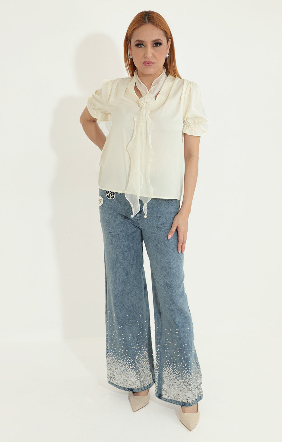 Blusa beige con lazo - BLUSA Boutiquemirel 