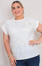 Blusa floral con aplicaciones - BLUSAS CURVY Boutiquemirel 