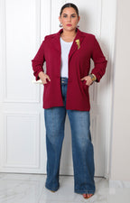 Saco con mangas globo de la marca Boutiquemirel, estilo curvy, en color neutro, muestra el diseño y volumen de las mangas.