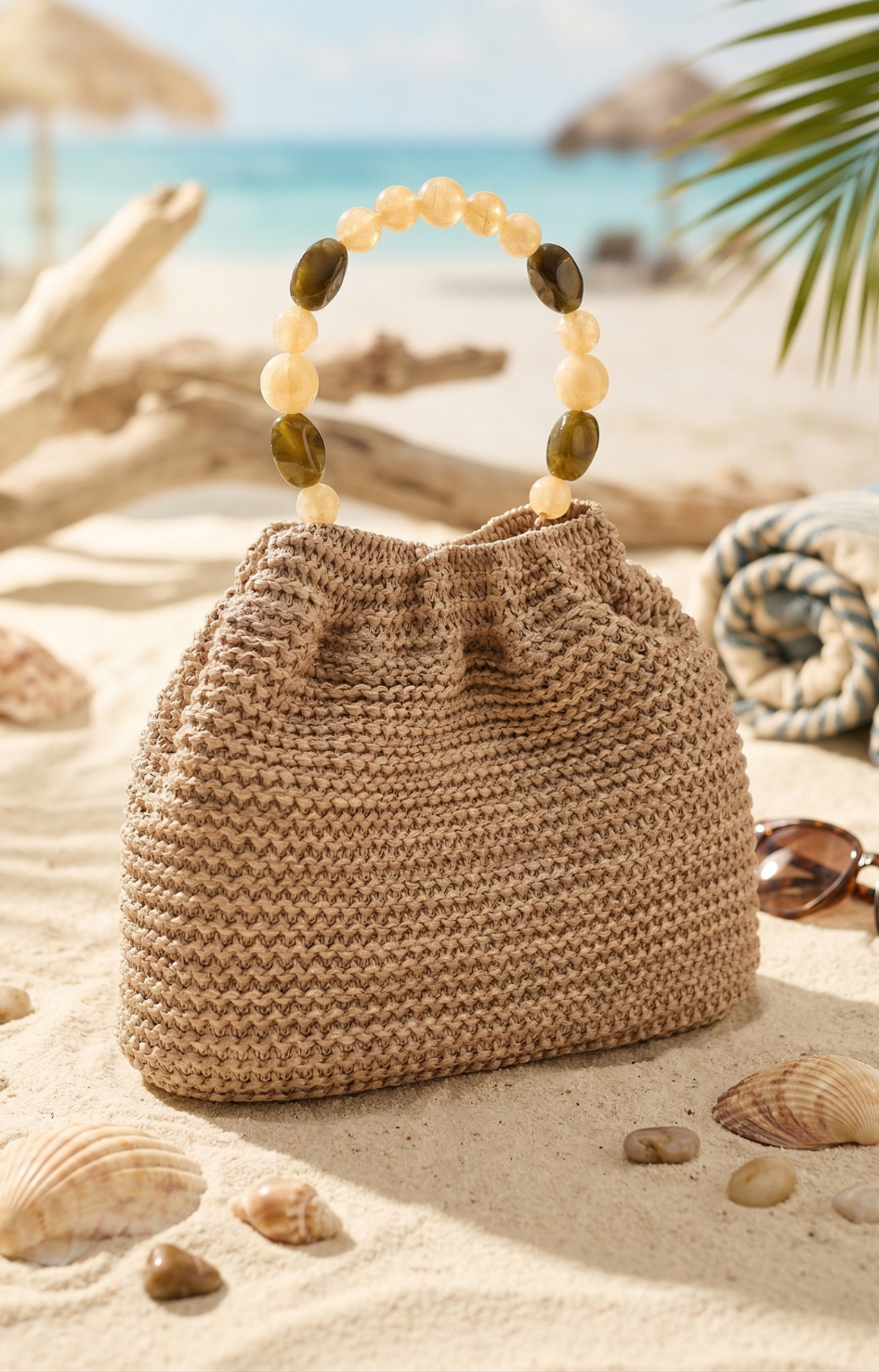 Bolsa tejida con asa de piedras - BOLSAS Boutiquemirel 