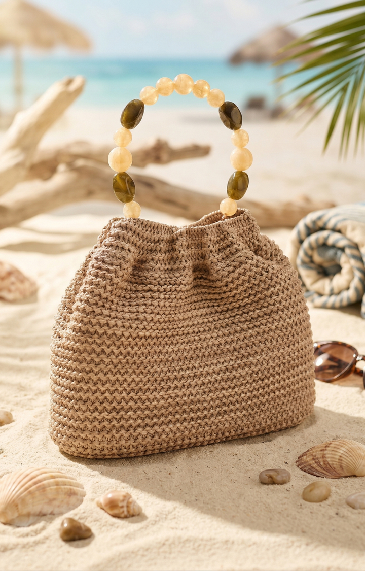 Bolsa tejida con asa de piedras - BOLSAS Boutiquemirel 