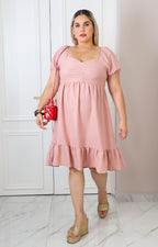 Vestido corto con manga abullonada